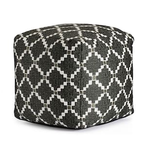 Deschutes 18 in. x 18 in. x 18 in. Green and Ivory Square Polyester Pouf