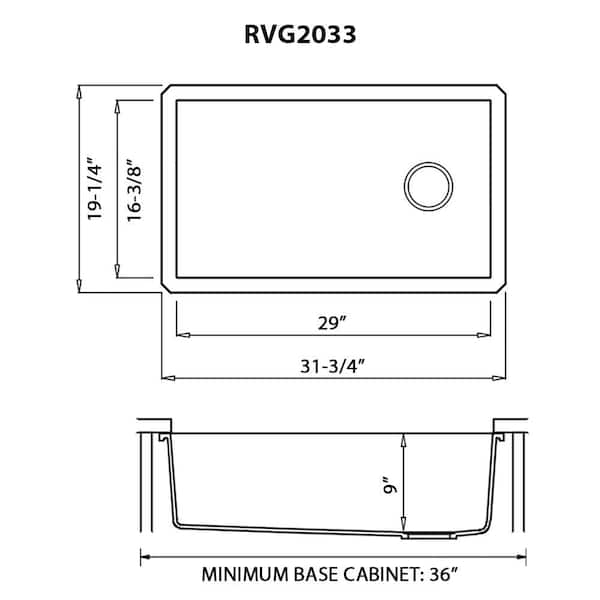 Ruvati - EpiGranite 32 in. Undermount Single Bowl Kitchen Sink in Midnight Black Granite Quartz Composite with Offset Drain