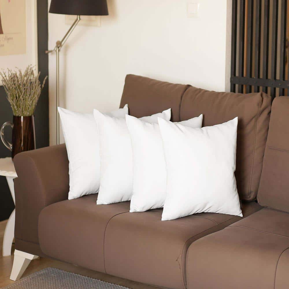 White Polyester Euro Square Pillow Cover Set of 4