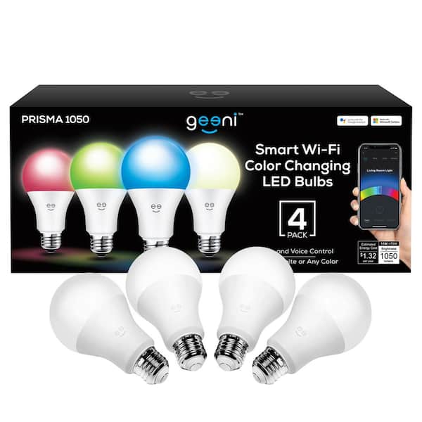 Geeni PRISMA 1050 75-Watt Equivalent Color and White A21 Smart LED Light Bulb (4-Pack)