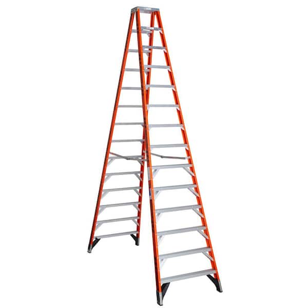 Werner 14 ft. Fiberglass Twin Step Ladder with 300 lb. Load Capacity Type IA