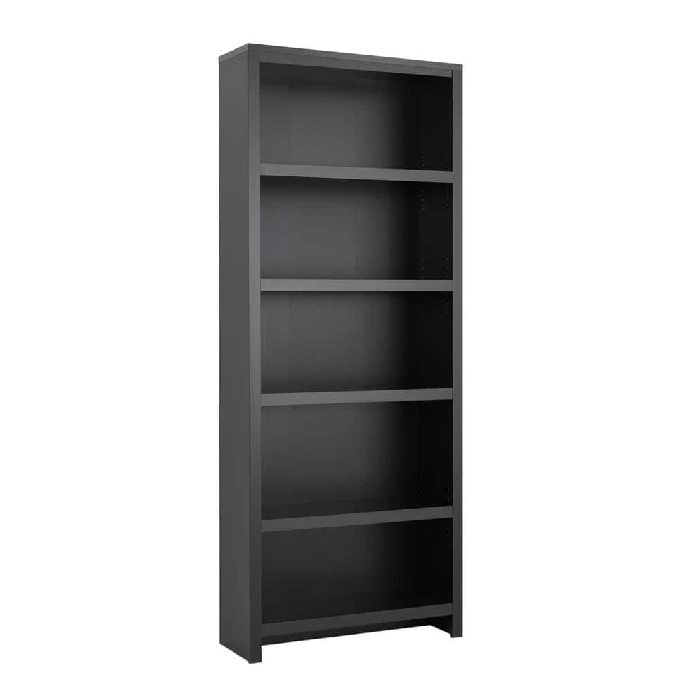 Moda 80 in. Tall Black Engineered Wood 5-Shelf Accent Bookcase