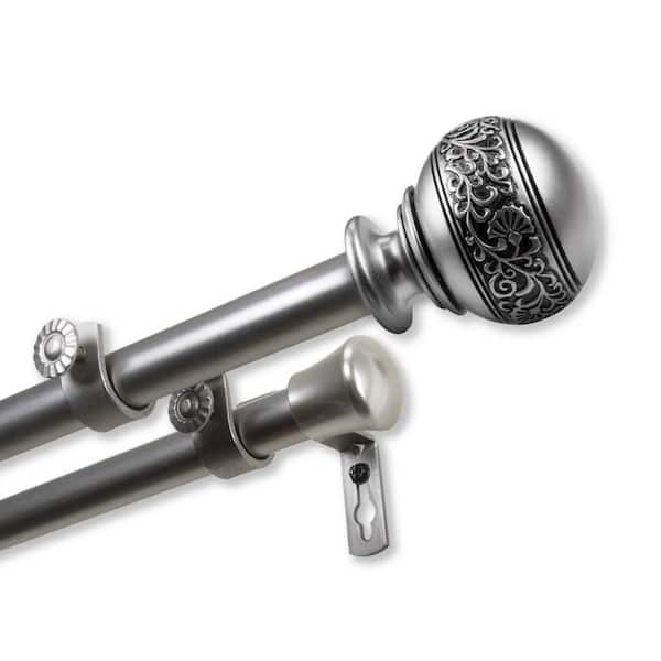Unbranded 28 in. to 48 in. Adjustable 13/16 in. Douglas Double Curtain Rod in Satin Nickel