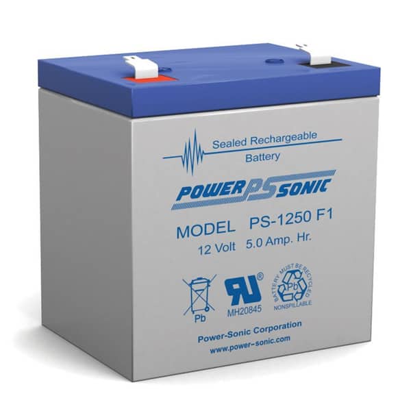 Power-Sonic 12-Volt 5 Ah F1 Terminal Sealed Lead Acid (SLA) Rechargeable Battery