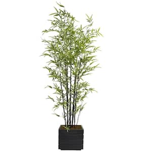 Artificial Faux Real Touch 6.5 ft. Tall Bamboo Tree with Fiberstone Planter