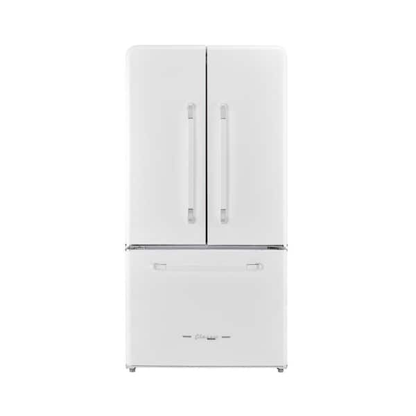 Unique Appliances Classic Retro 36 in 21.4 cu. ft. 3-door French Door Refrigerator with Ice Maker in Marshmallow White, Counter Depth