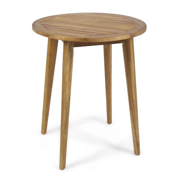 Noble House Stamford Teak Brown Round Wood Outdoor Bistro Table