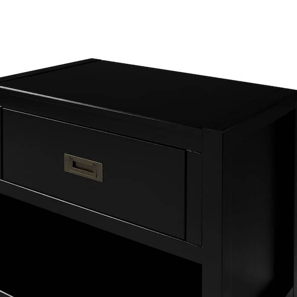 HUGO Small Drawer Nightstand - Black Solid European Birch, Fully Assembled,  Floor Standing or Wall Mounted, Environment-Friendly Black Oil Finish -  Woodek Design