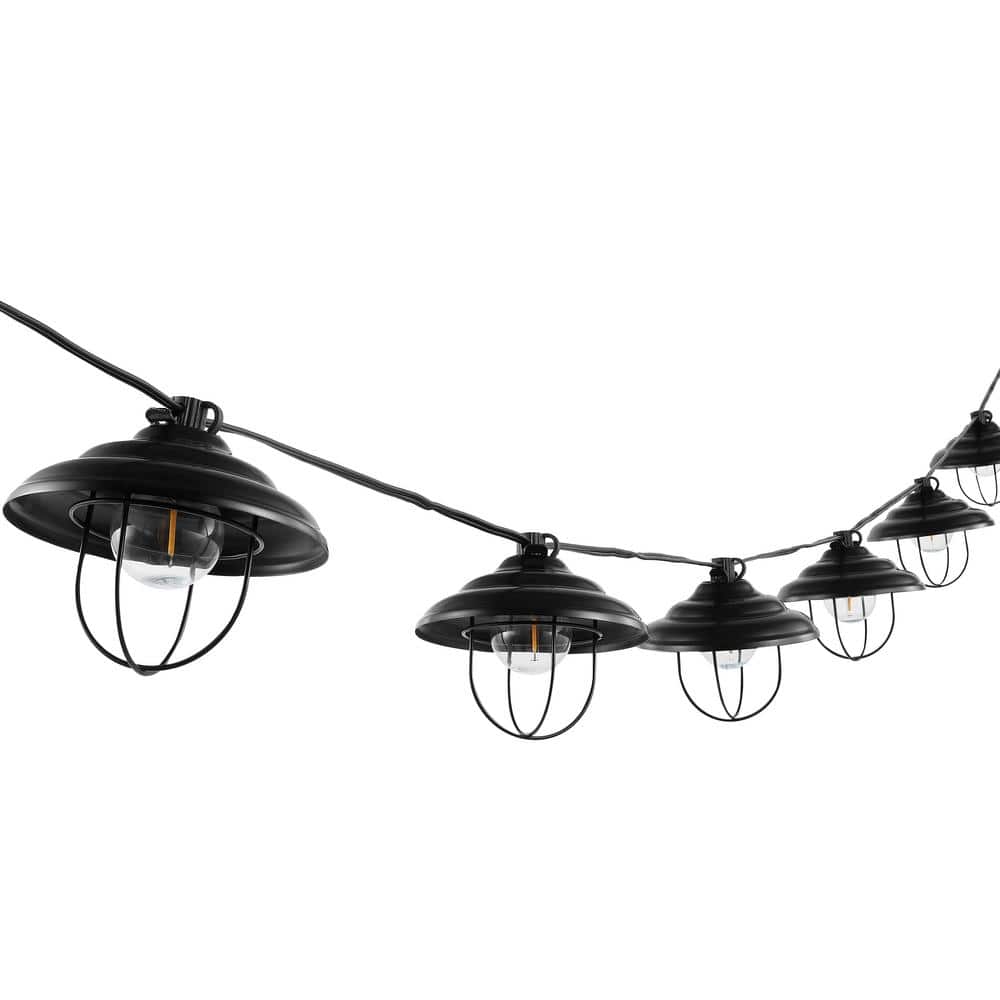 Aislin 10-Light Black Metal Outdoor LED Globe String Lights
