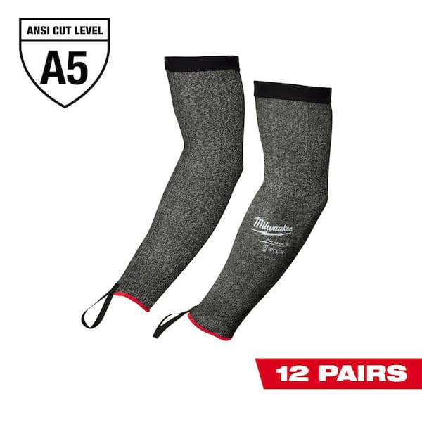 Milwaukee 18 in. Black 4-Way Stretch Cut 5 Resistant Protective Arm Sleeves (12-Pairs)