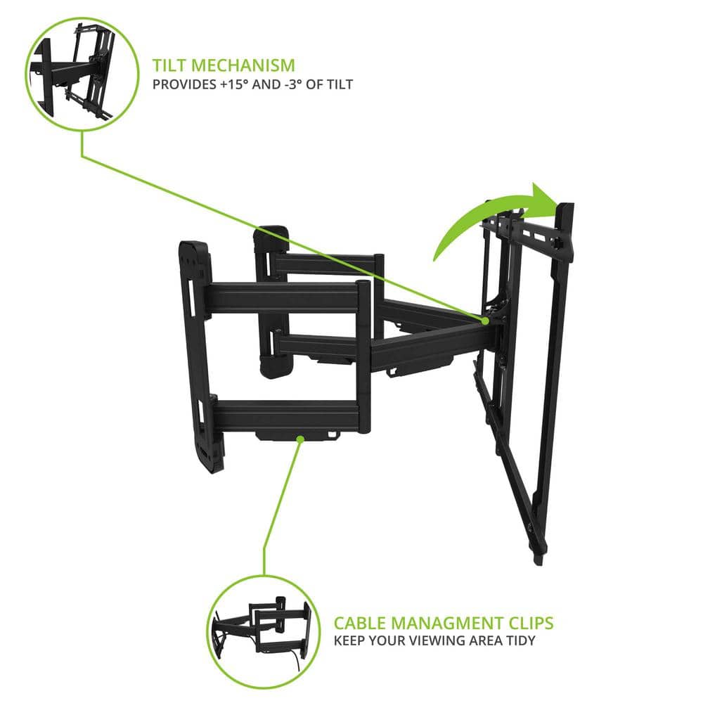 FlexiMount Black Steel Full-Motion Corner TV Mount for 37"-70"