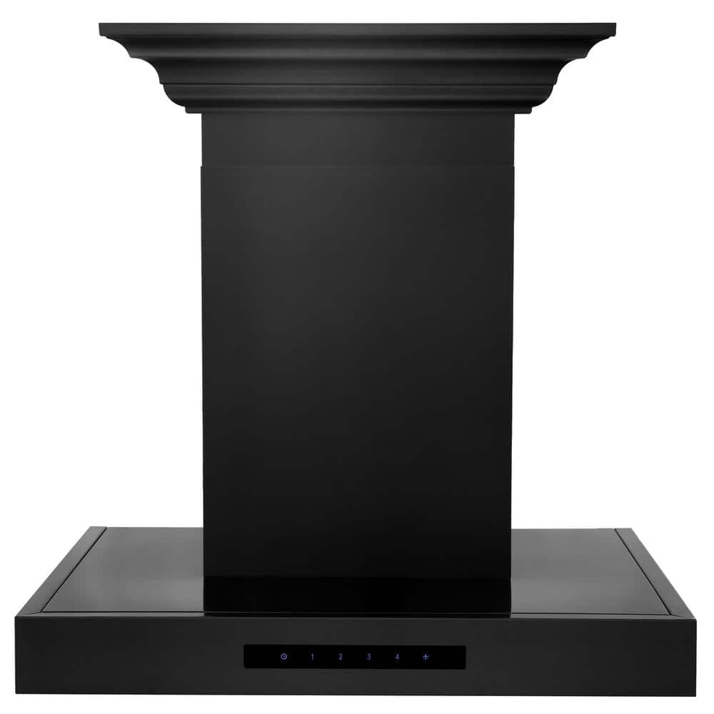 24 Inch Black Stainless Steel Convertible Wall Mount Range Hood
