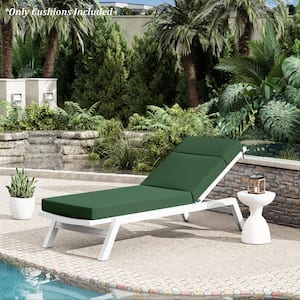 80 in. x 26 in. x 4 in. Outdoor Water-Resistant Replacement Chaise Lounge Seat Cushion Green