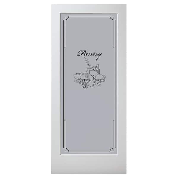 30 in. x 80 in. Solid Core Full Lite Pantry Satin Glass Ovolo Sticking Primed Wood Interior Door Slab