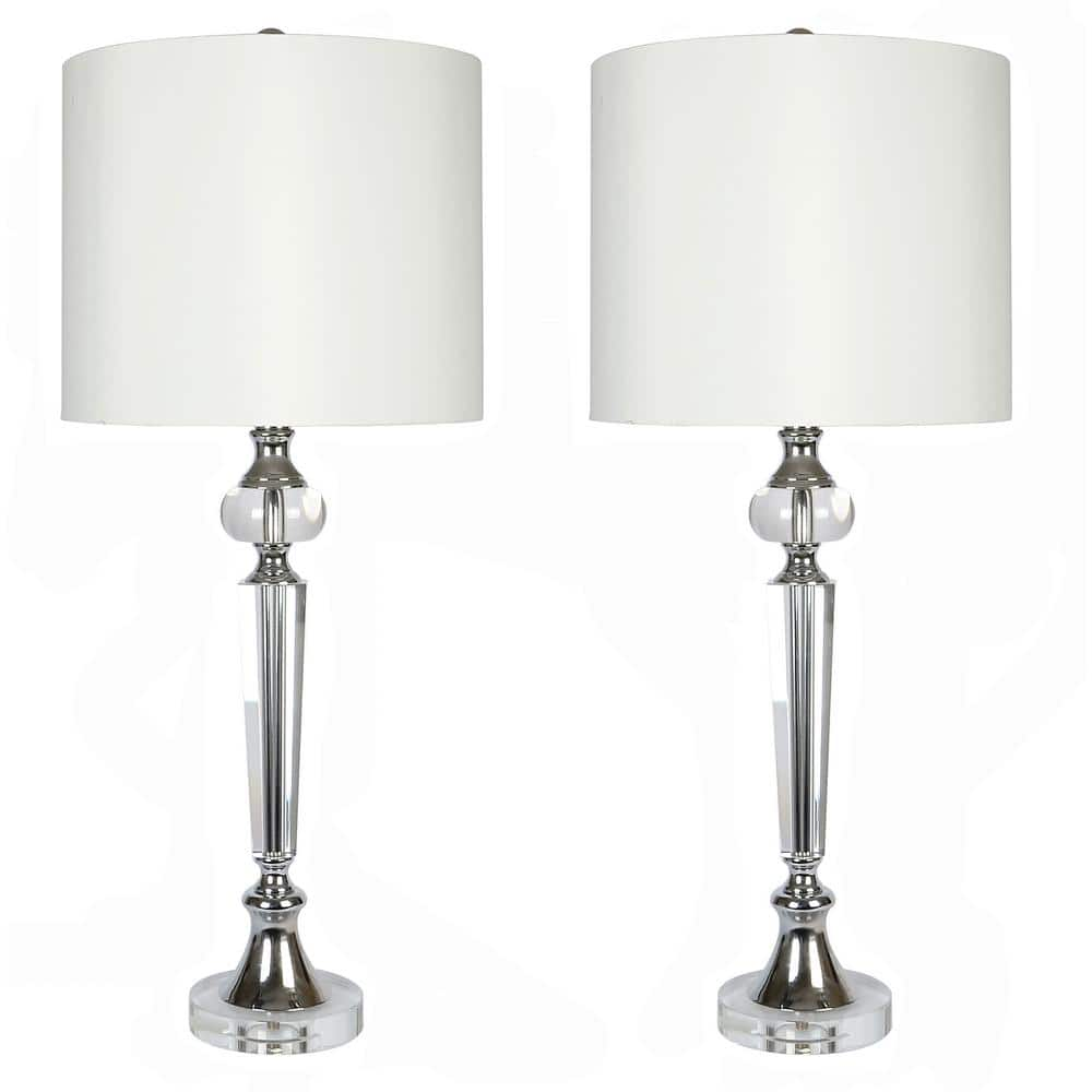 GRANDVIEW GALLERY 28.5 in. White Silk-Like Shade Polished Chrome ...