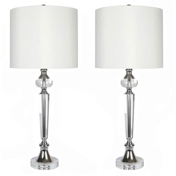 GRANDVIEW GALLERY 28.5 in. White Silk-Like Shade Polished Chrome ...