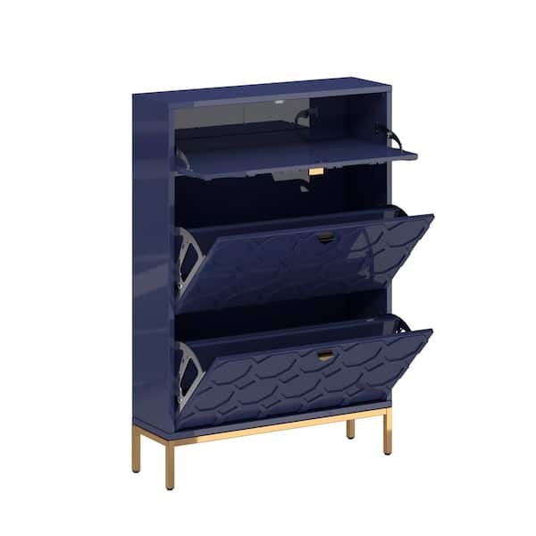 47 in. H x 32 in. W Blue Wood Shoe Storage Cabinet