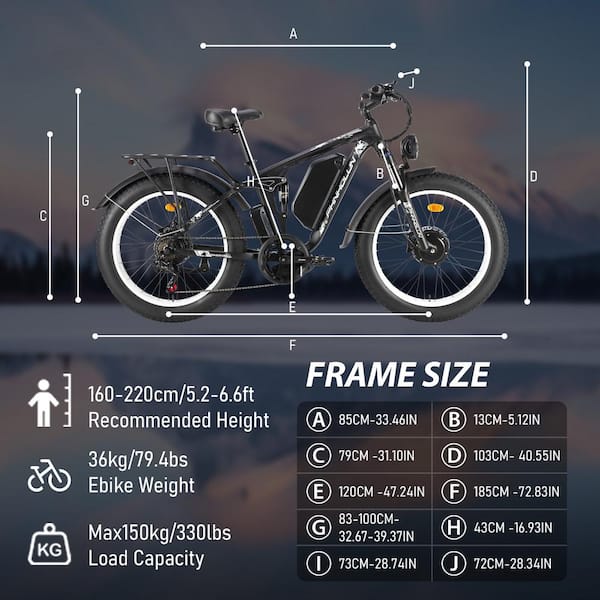 PHNHOLUN 24 in. Upgraded Dual Motor Ebike Men 2000 Watt Electric Bike Adults Fat Tire Mountain Ebike with 25AH Up to 38MPH E Bike XF4000 WH The Home Depot