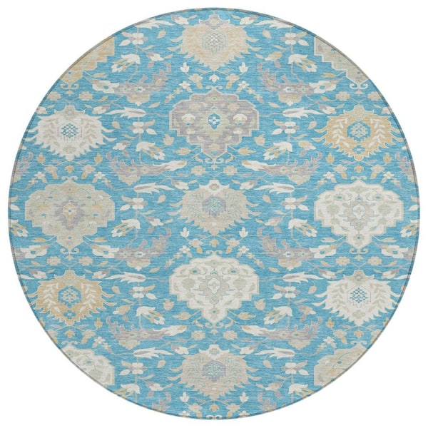Addison Rugs Chantille Machine Washable Indoor/Outdoor Abstract ACN1026 Teal 8 ft. x 8 ft. Area Rug