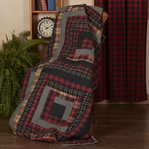 Cumberland Red Black Tan Rustic Cotton Quilted 70 in. x 55 in. Throw