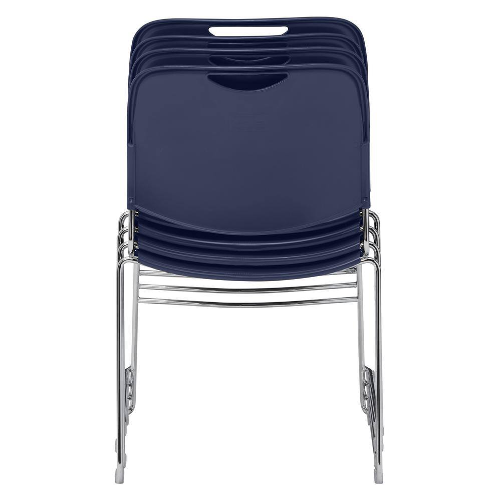Navy Blue Armless Metal Stacking Chair