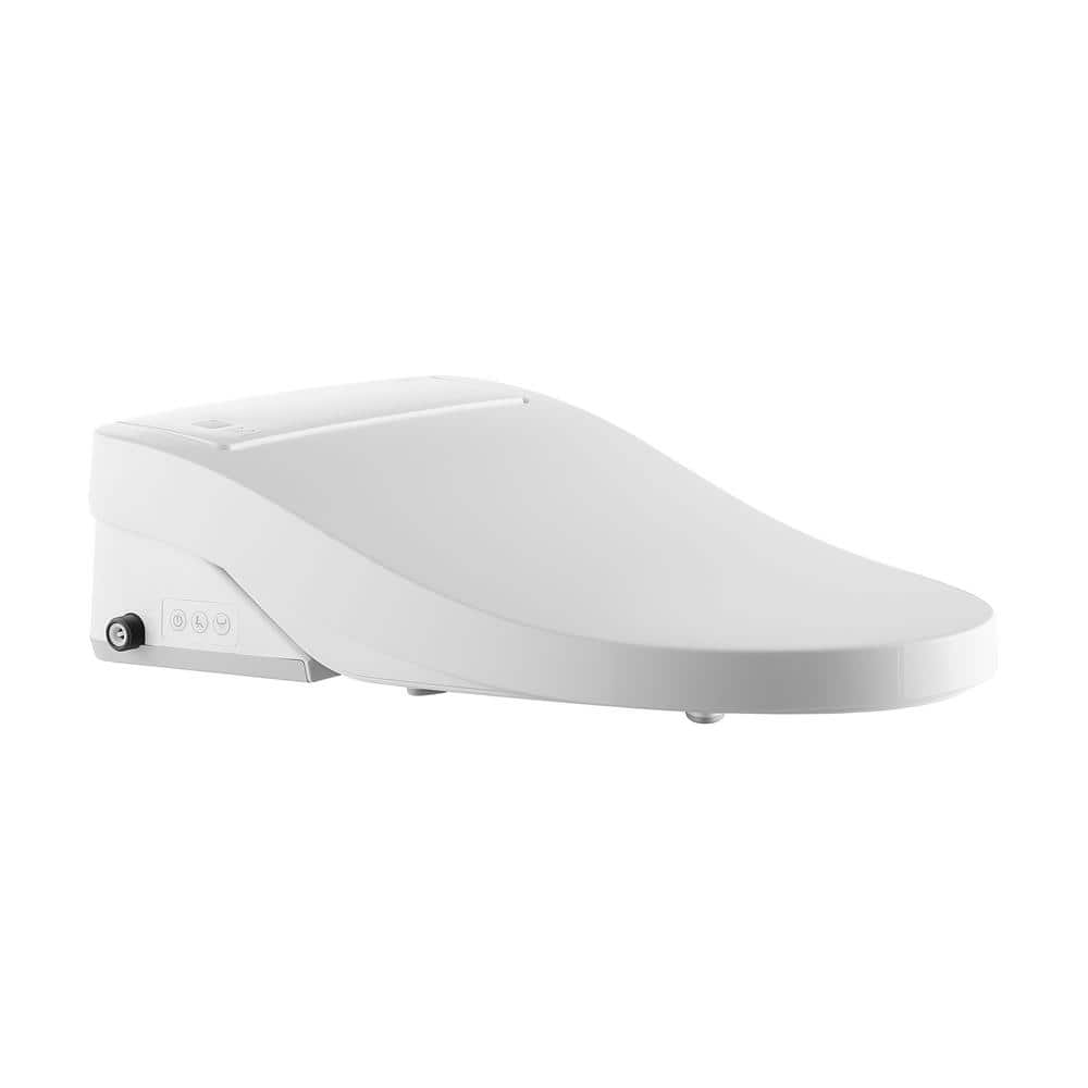 White Glossy Elongated Free Standing Dual Flush Toilet