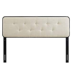 Collins Tufted in Black White Full Fabric and Wood Headboard