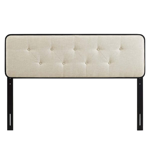 MODWAY Collins Tufted in Black White Full Fabric and Wood Headboard