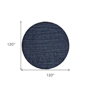 10' Round Blue Solid Color Area Rug