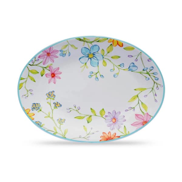 Charlotte 15 in. Multicolor Stoneware Oval Platter