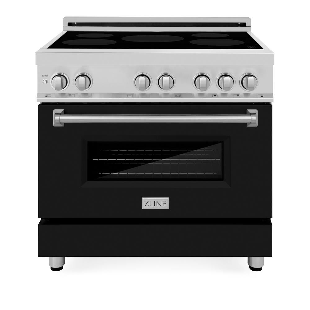 36 in. Freestanding Electric Range 4 Element Induction Cooktop with Black Matte Door in Stainless Steel -  ZLINE Kitchen and Bath, RAIND-BLM-36