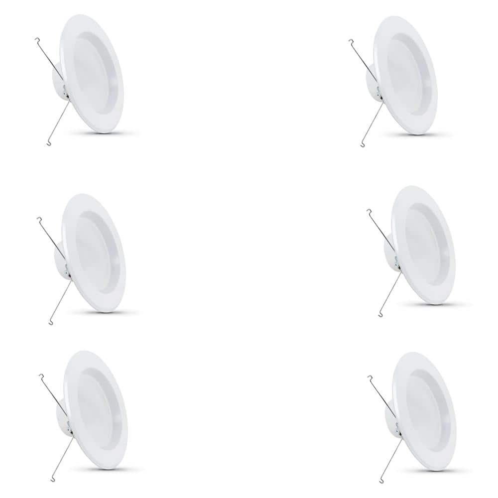 2700K 6-Pack 5/6 Inch White Trim Recessed Retrofit Baffle Downlight LED Module 90 CRI and 6 in Feit 5 in