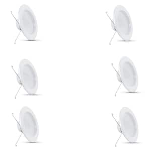 5/6 in. Integrated LED White Retrofit Recessed Light Trim Dimmable CEC Title 24 Downlight Soft White 2700K, 6-Pack