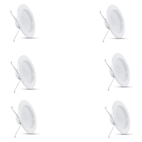 Feit Electric 5 in. /6 in. Integrated LED White Retrofit Recessed Light Trim Kit Dimmable CEC Downlight Daylight 5000K (6-Pack)