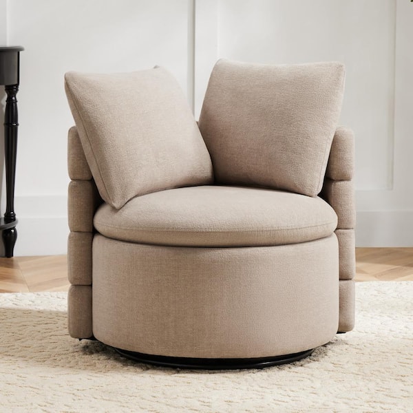 Spruce & Spring Daniel Grey Performance Fabric Swivel Accent Chair Modern Upholstered Barrel Chair with Cusions for Bedroom Living Room