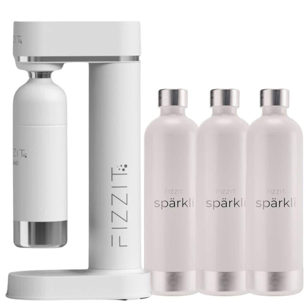 Stainless Steel White Sparkling Water and Soda Maker Machine with 3-White S