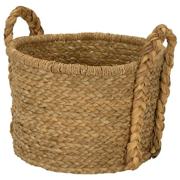 18.5 in x 20 in. Water Hyacinth Soft Basket with Braided Handles