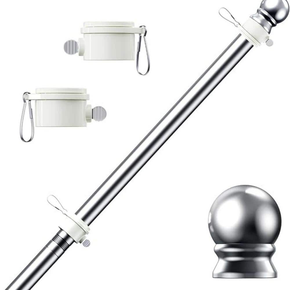 5 ft. Silver Stainless Steel Tangle Free Spinning Rustproof Flagpole for 3x