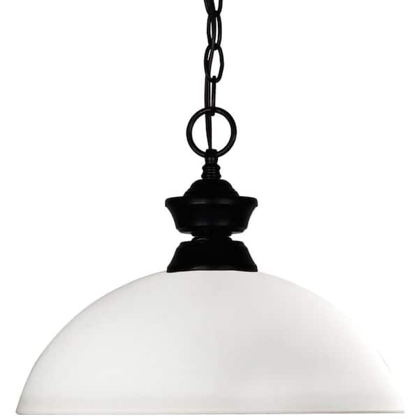 Unbranded Lawrence Shaded 1-Light Matte Black Ceiling Pendant Light with No Bulb Included