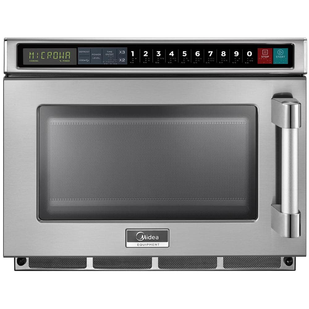 Midea 0.6 cu. ft. 1200-Watt Commercial Counter Top Microwave Oven in Stainless Steel Interior and Exterior, Programmable, Silver
