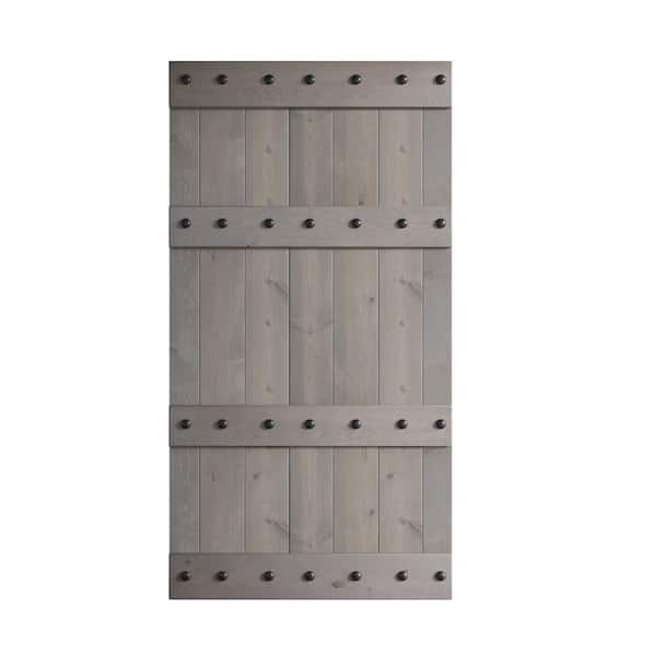 COAST SEQUOIA INC Castle Series 42 in. x 84 in. Light Gray DIY Knotty Pine Wood Sliding Barn Door Slab