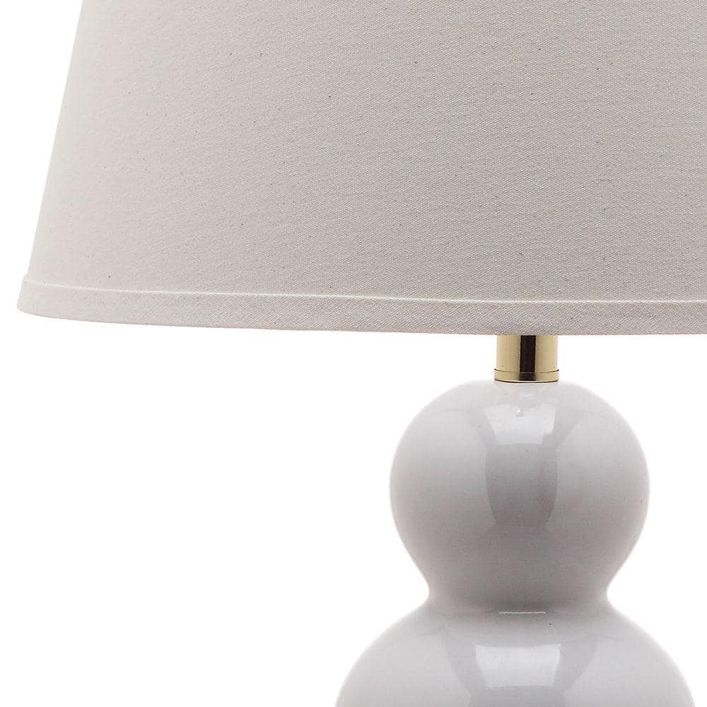 Elegant White Ceramic Gourd Table Lamp Set with Off-White Shade, 28"