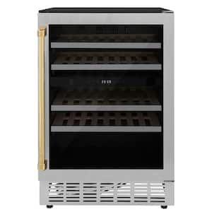 Monument Autograph Edition 24 in. Dual Zone 44-Bottle Wine Cooler with Polished Gold Handle in Stainless Steel