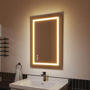 24 in. W x 36 in. H Rectangular Frameless Anti-Fog LED Light Bathroom Wall Mirror Front Light