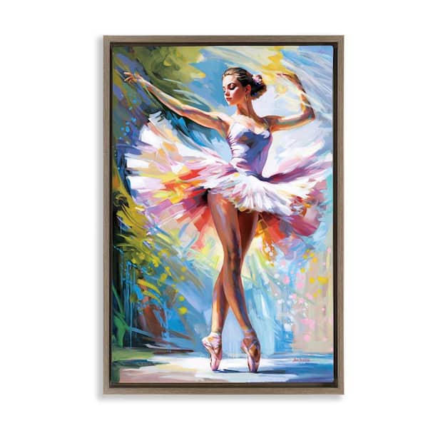 Stupell Industries Embrace In Motion Ballet by Leon Devenice Brown Floater Frame People Graphic Art Print 31 in. x 21 in.