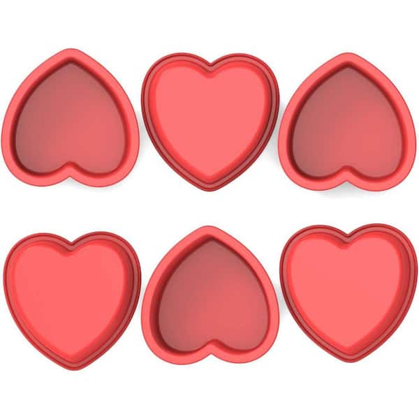 Mini Heart 6-Cup Silicone Nonstick Cake Pan Food Grade Smash Cake Muffin Cupcake Baking Mold 6 Pack