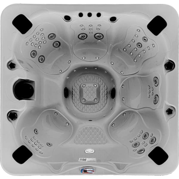 American Spas 7-Person 100-Jet Premium Acrylic Bench Spa Standard Hot Tub with Bluetooth Sound System and LED Waterfall