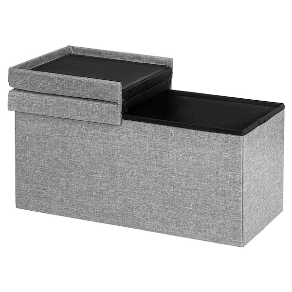 Costway Grey 30 in. Folding Storage Ottoman with Lift Top