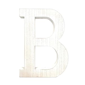 Large 15.75 in. Tall Distressed White Wash Decorative Monogram Wood Letter (B)