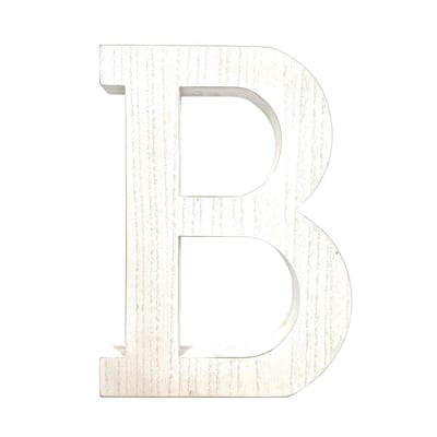 Large 15.75 in. Free Standing Distressed White Wash Decorative Monogram Wood Letter (B)
